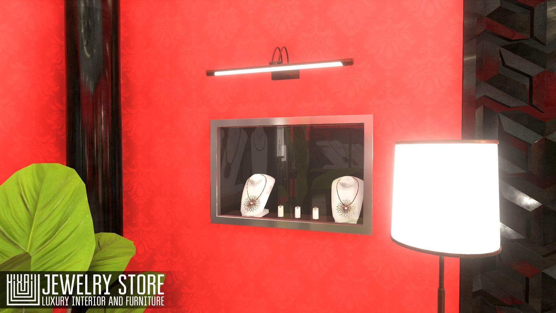 Jewelry store - luxury interior and furniture Low-poly 3D model_13