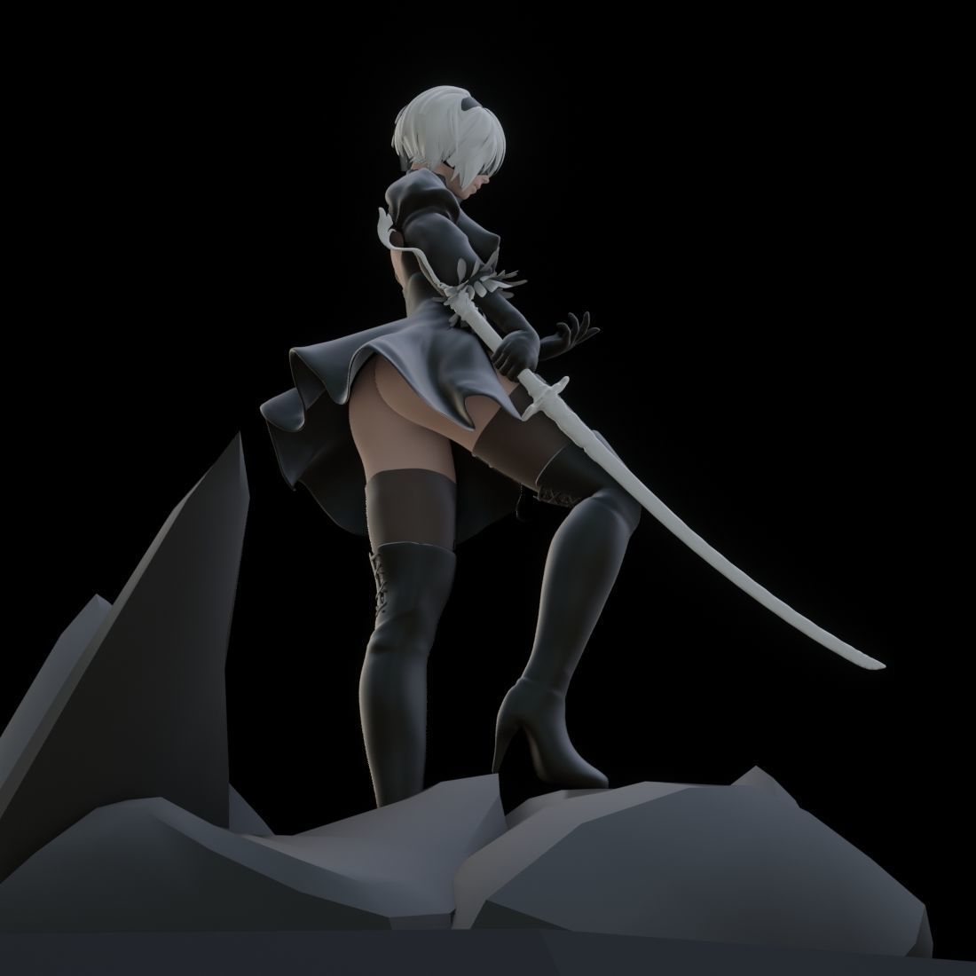 2B Katana Pose Free 3D model_1