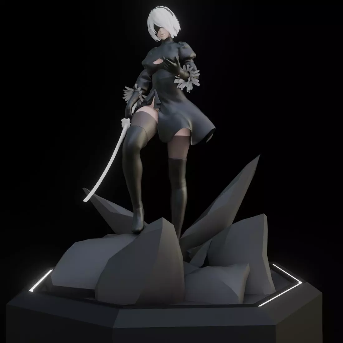 2B Katana Pose Free 3D model_0