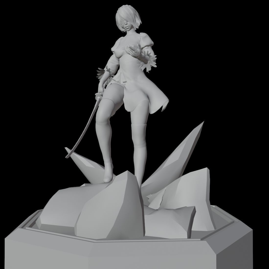 2B Katana Pose Free 3D model_3