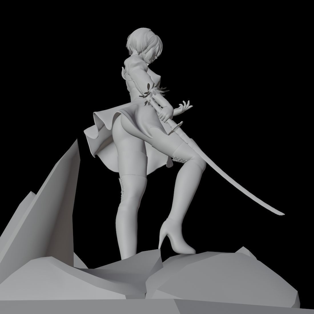 2B Katana Pose Free 3D model_4