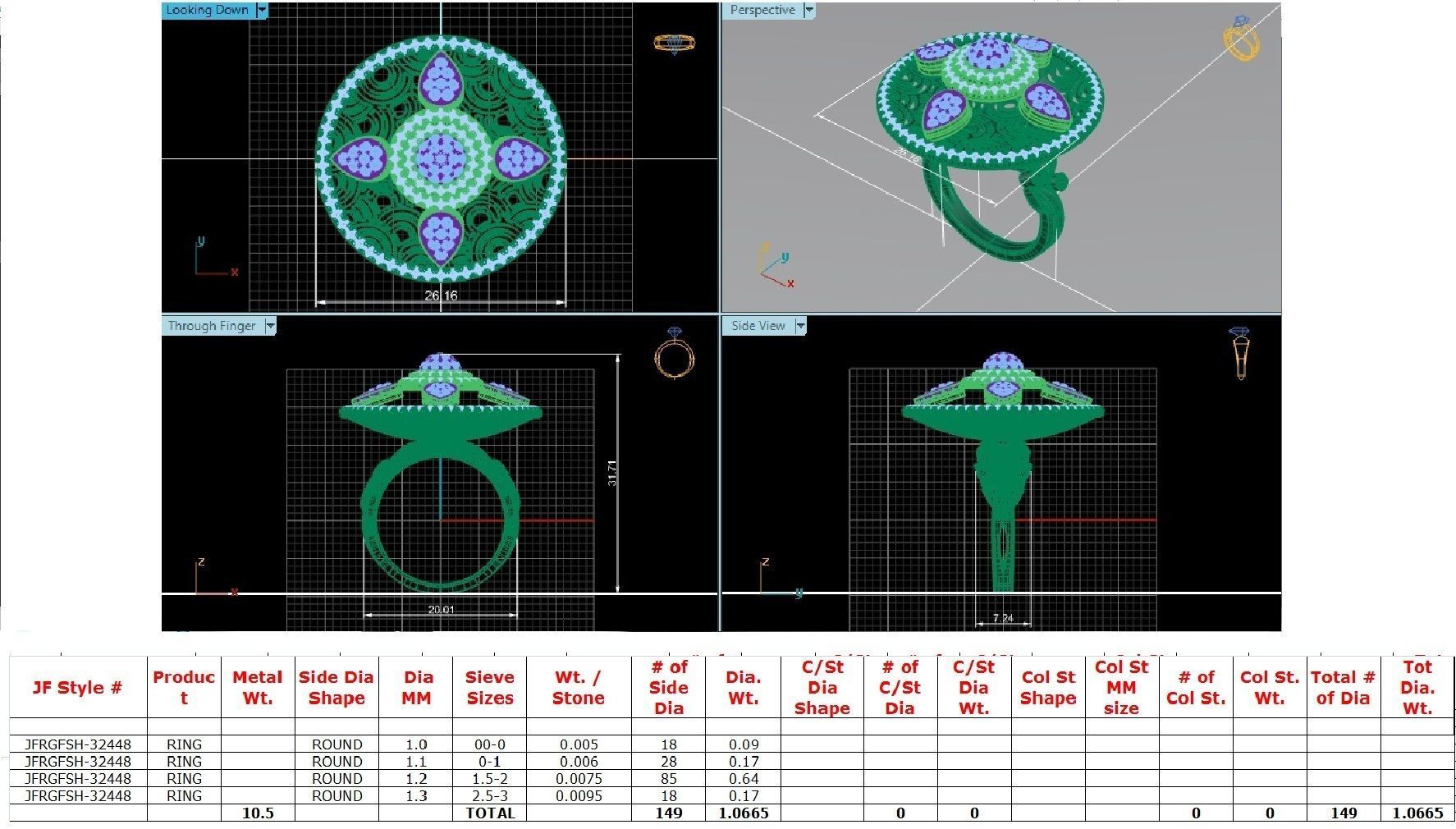 Women Cocktail Ring stl render detail 3D print model_24