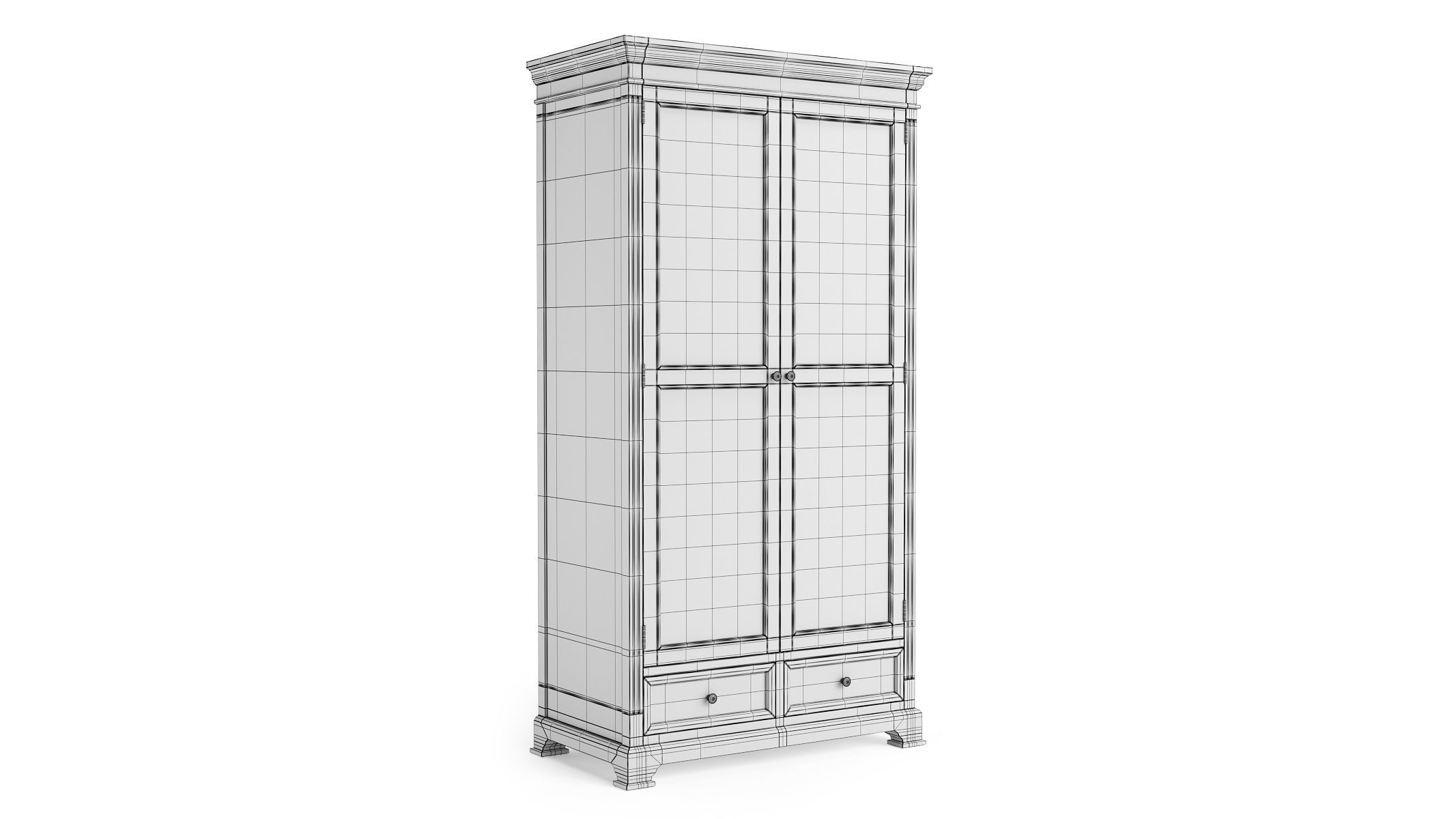 DAVENTRY Taupe Gray Large Double Wardrobe 3D model_7
