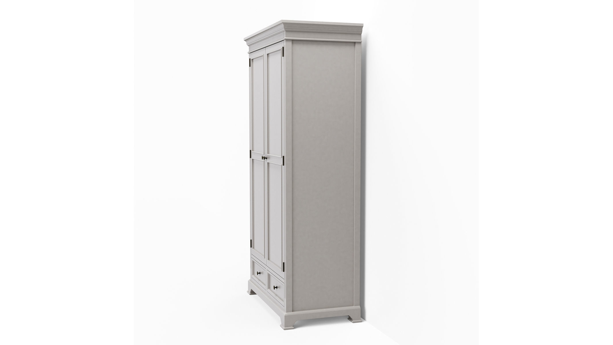 DAVENTRY Taupe Gray Large Double Wardrobe 3D model_2