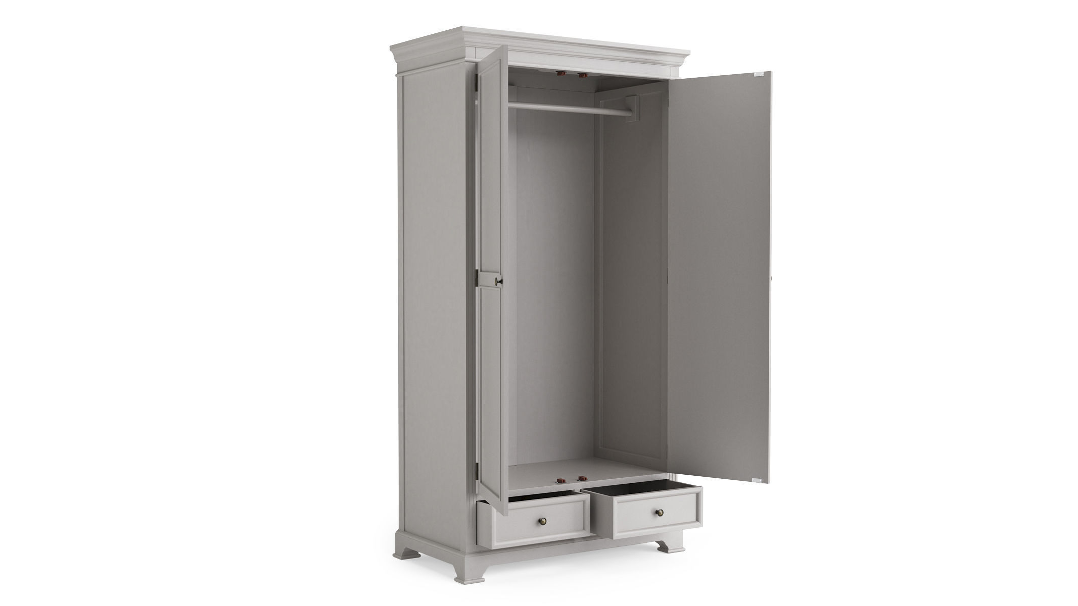 DAVENTRY Taupe Gray Large Double Wardrobe 3D model_1