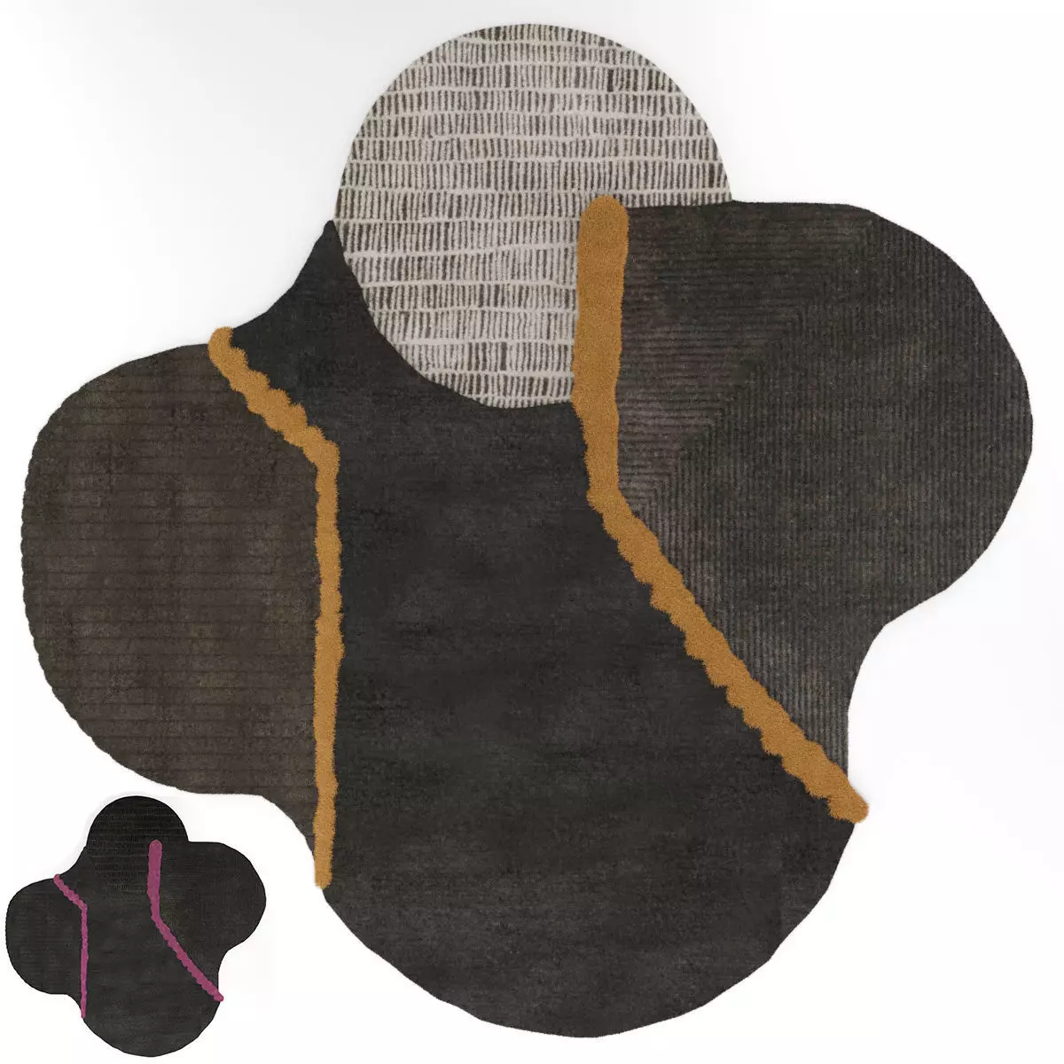 Carpet LUNAR ADDICTION SQUARE BLACK by CC-TAPIS 3D model
