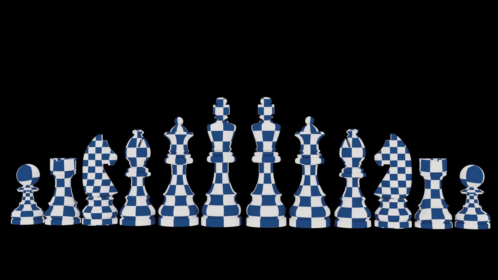 Chess board with pieces 3D model_4