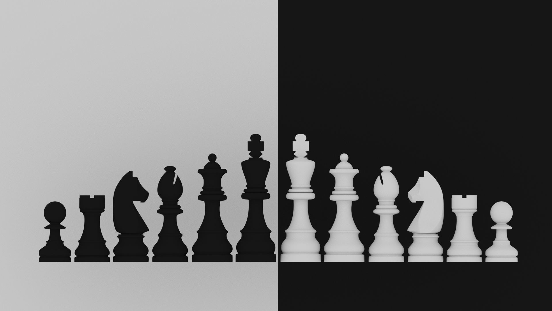 Chess board with pieces 3D model_3