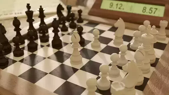 Chess board with pieces