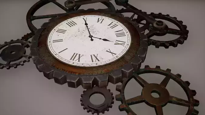 Gear Clock Low poly Game Ready
