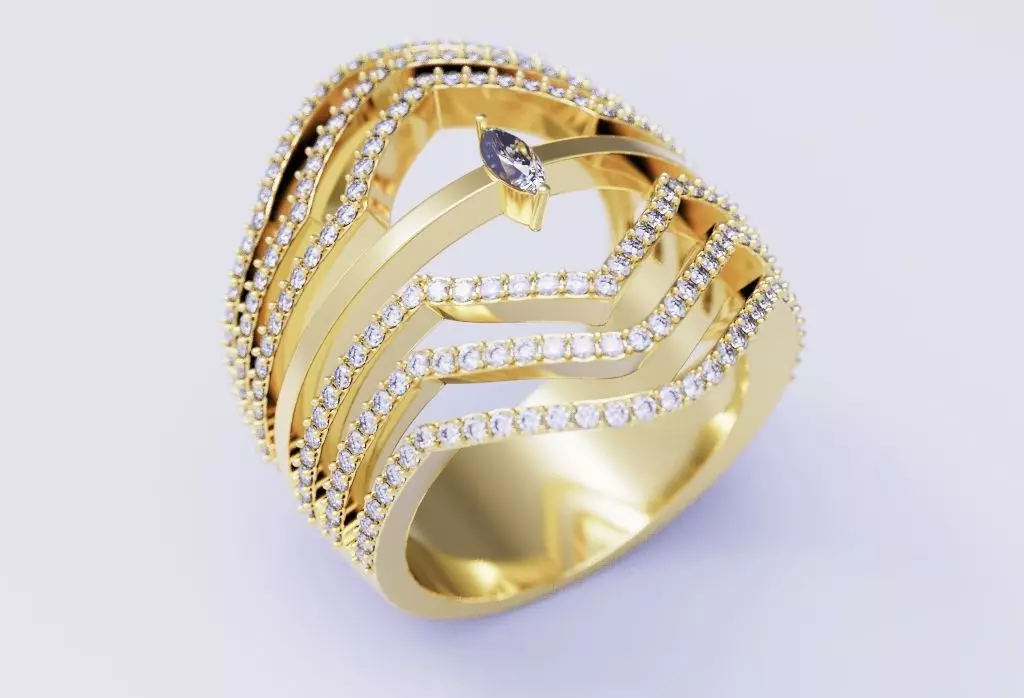 jeveleriy diamond ring gold 3D print model_0