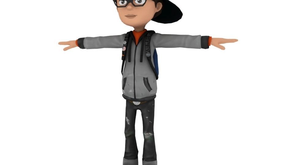 Cartoonish boy Character Low-poly 3D model_2