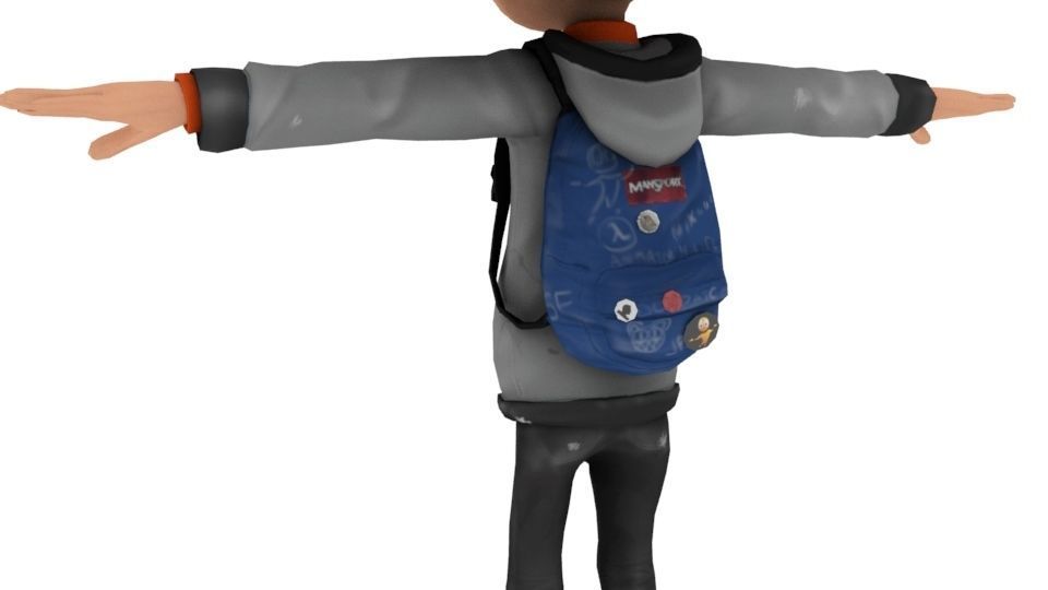Cartoonish boy Character Low-poly 3D model_9