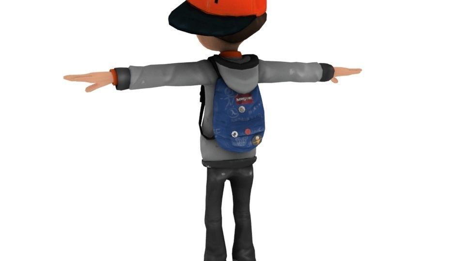 Cartoonish boy Character Low-poly 3D model_8