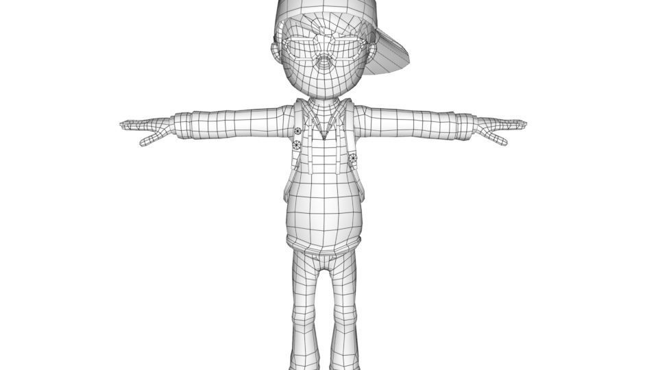Cartoonish boy Character Low-poly 3D model_1