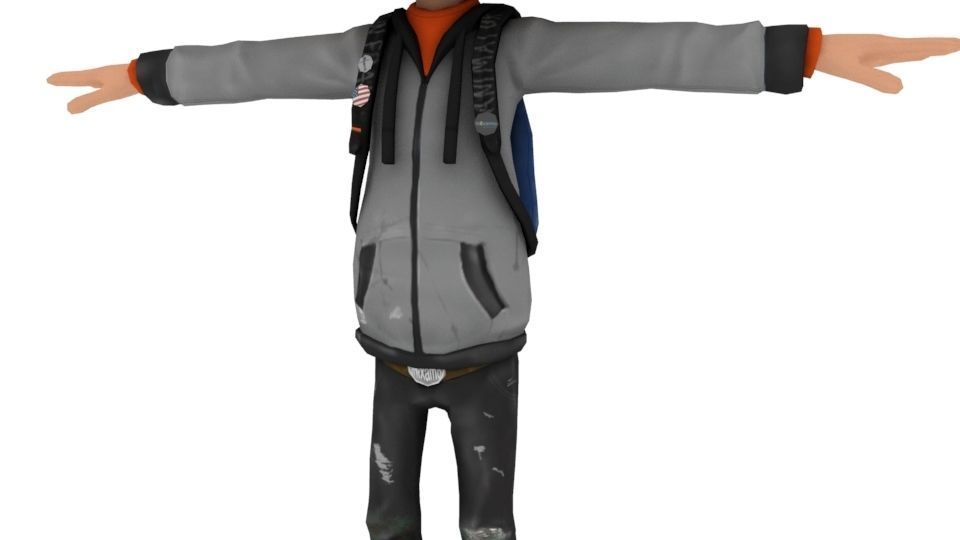 Cartoonish boy Character Low-poly 3D model_3