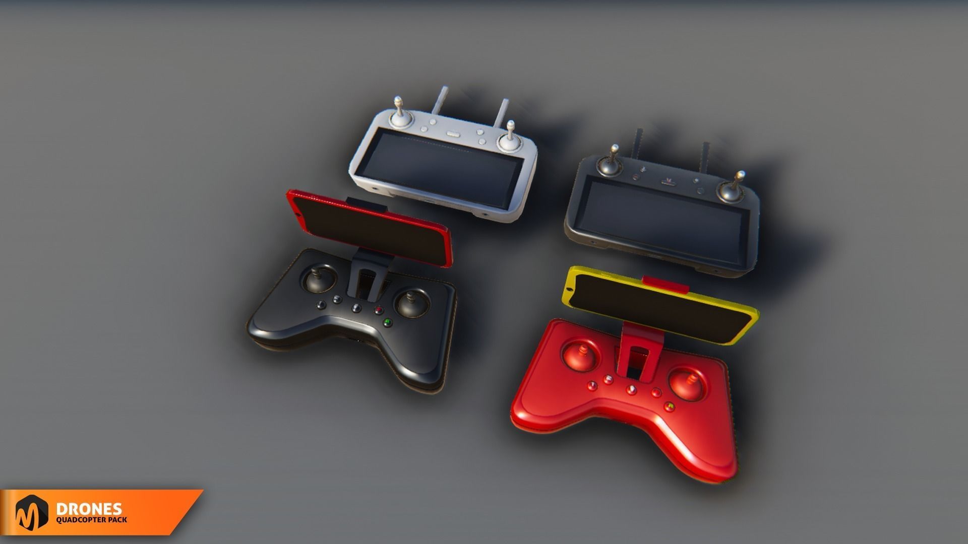 Quadcopter pack - drones Low-poly 3D model_11