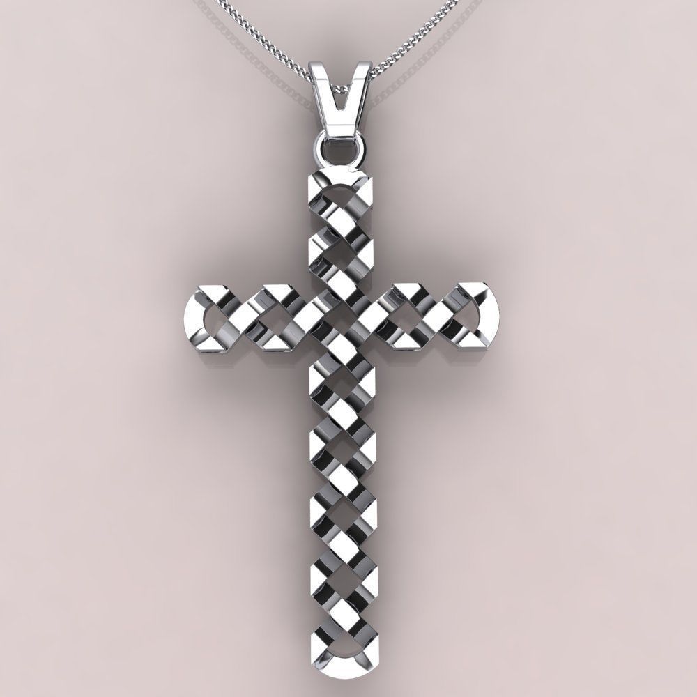 Twist  cross pendent   3D print model_1