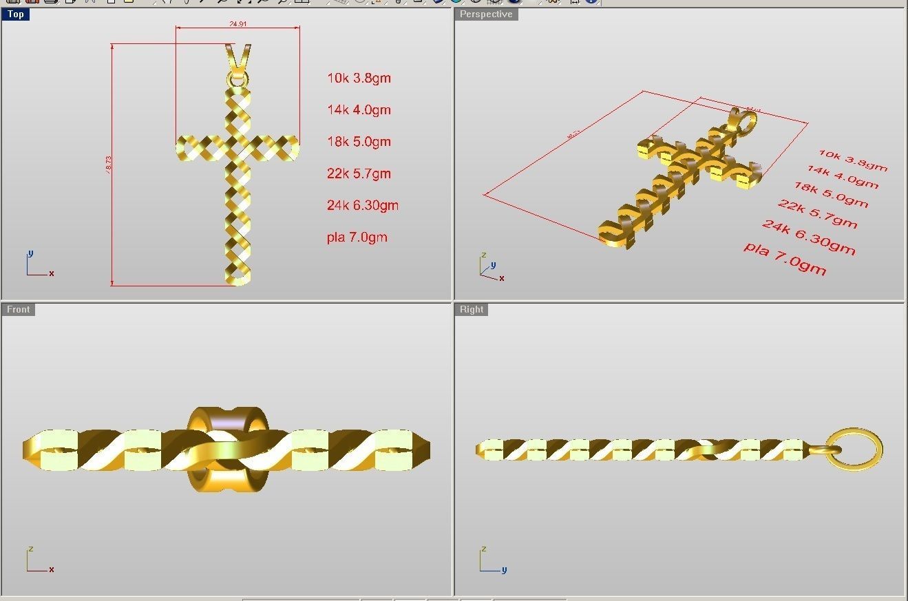 Twist  cross pendent   3D print model_2