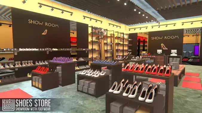 Shoes store - showroom with footwear