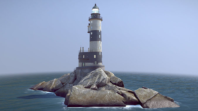 Lighthouse Aniva WithLods Low-poly 3D model 6