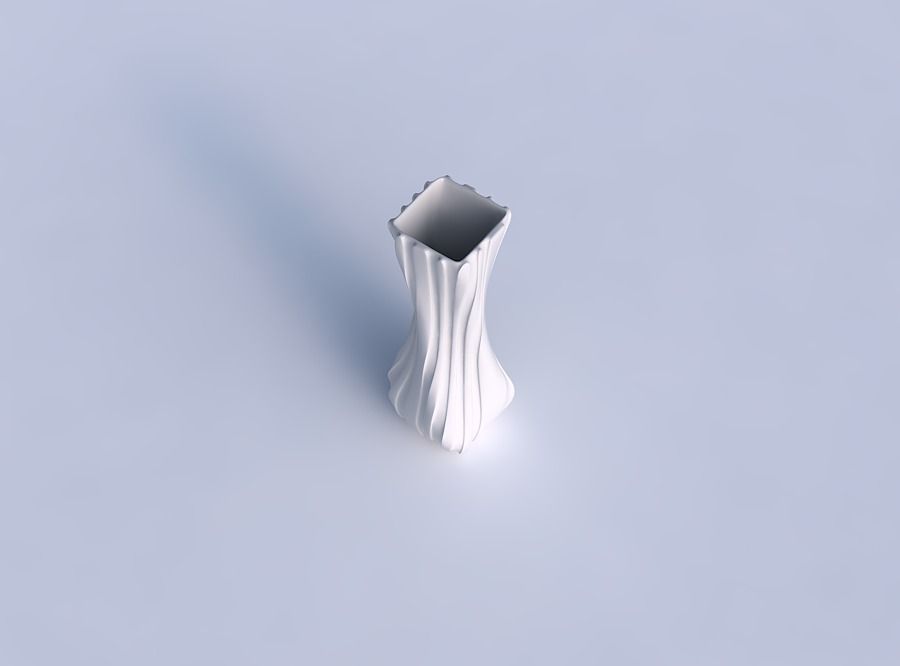 Vase twisted larger opening rectangle with twisted smooth rib... 3D print model_1