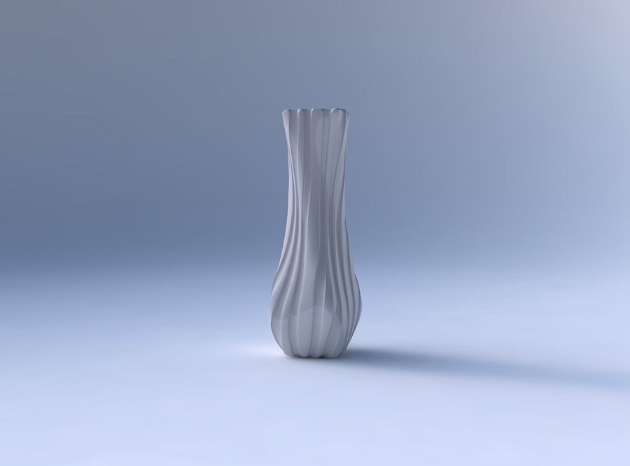 Vase twisted larger opening rectangle with twisted smooth rib... 3D print model_4