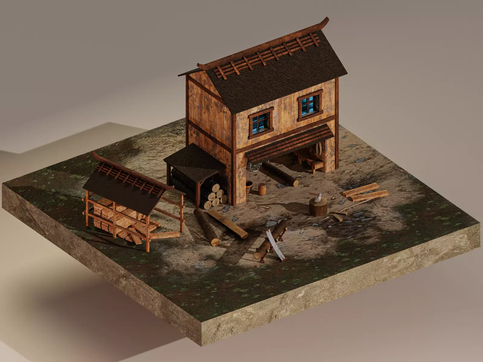 Sawmill Level 10 Low-poly 3D model