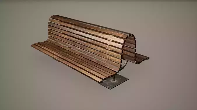 Bench Low Poly Game Ready wooden