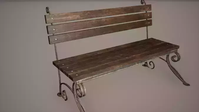 Bench Low Poly Game Ready wooden