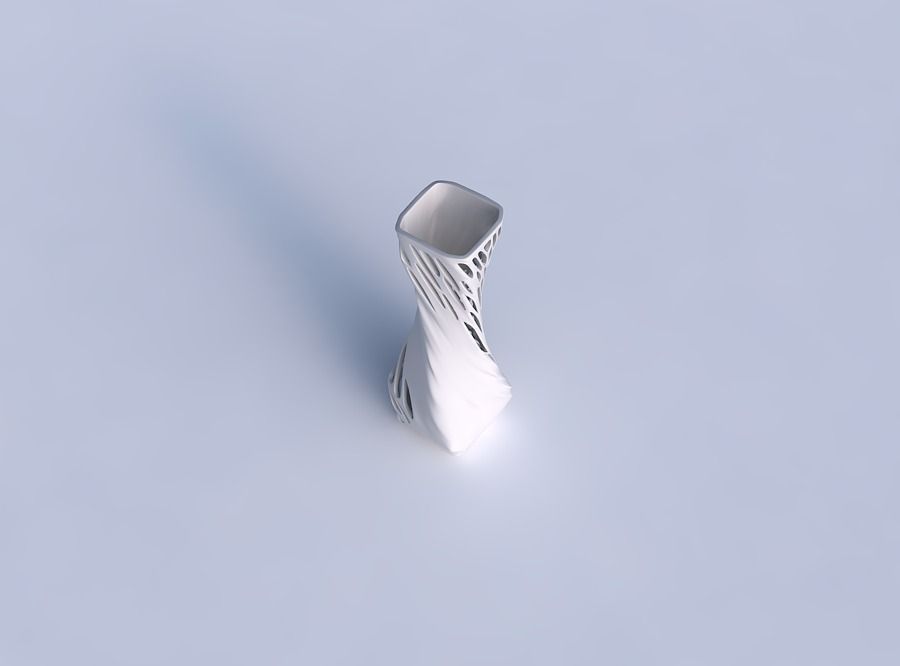 Vase twisted larger opening rectangle with organic lattice ha... 3D print model_1