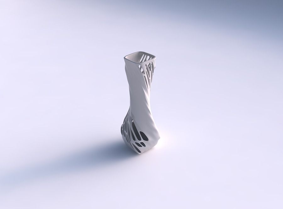 Vase twisted larger opening rectangle with organic lattice ha... 3D print model_0