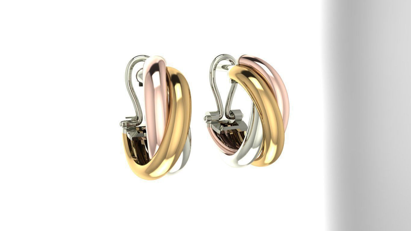 Trinity y earrings 3D print model_4