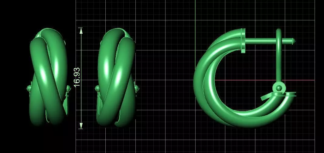 Trinity y earrings 3D print model_0