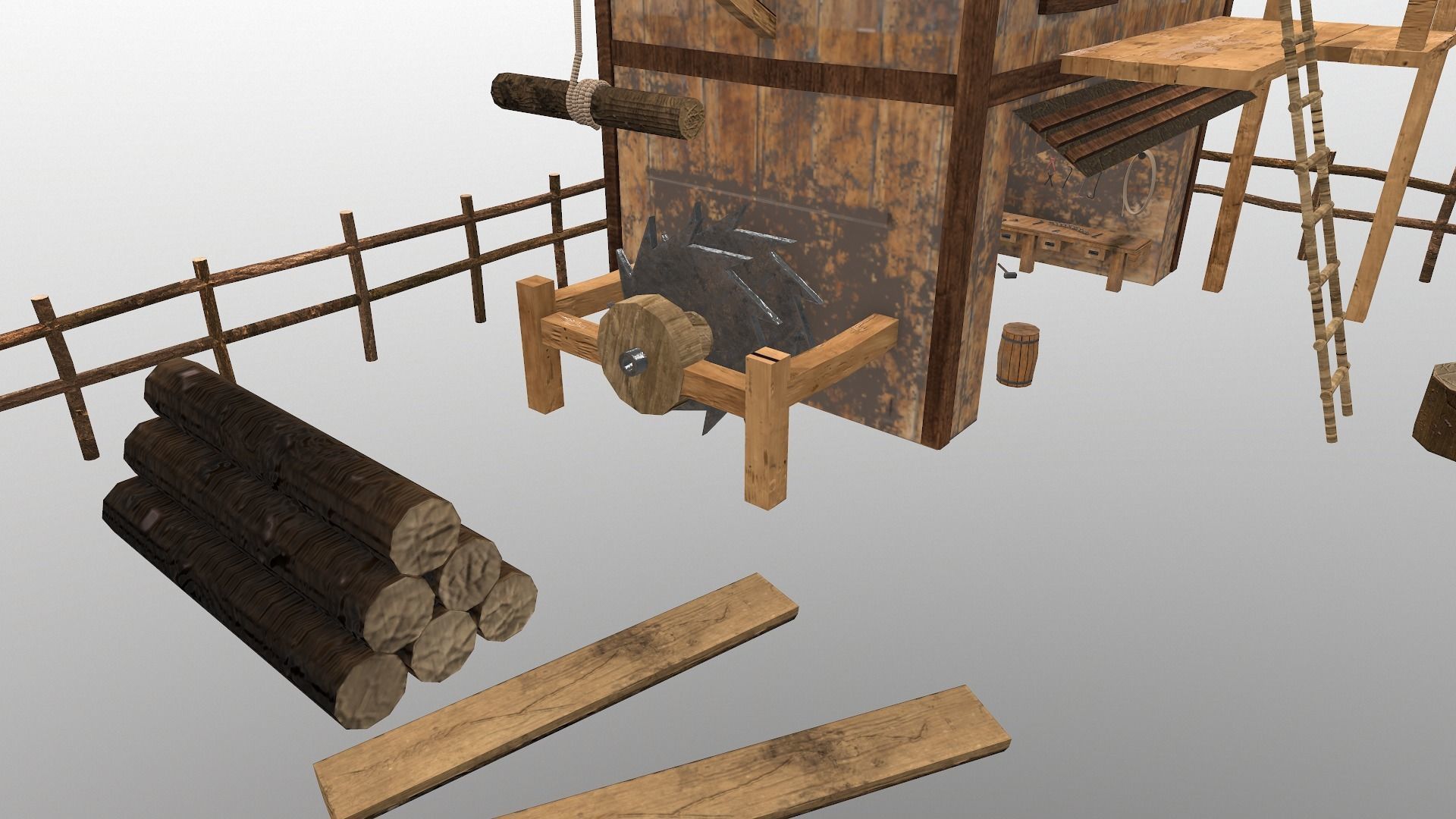  Sawmill Level 15 Low-poly 3D model_8