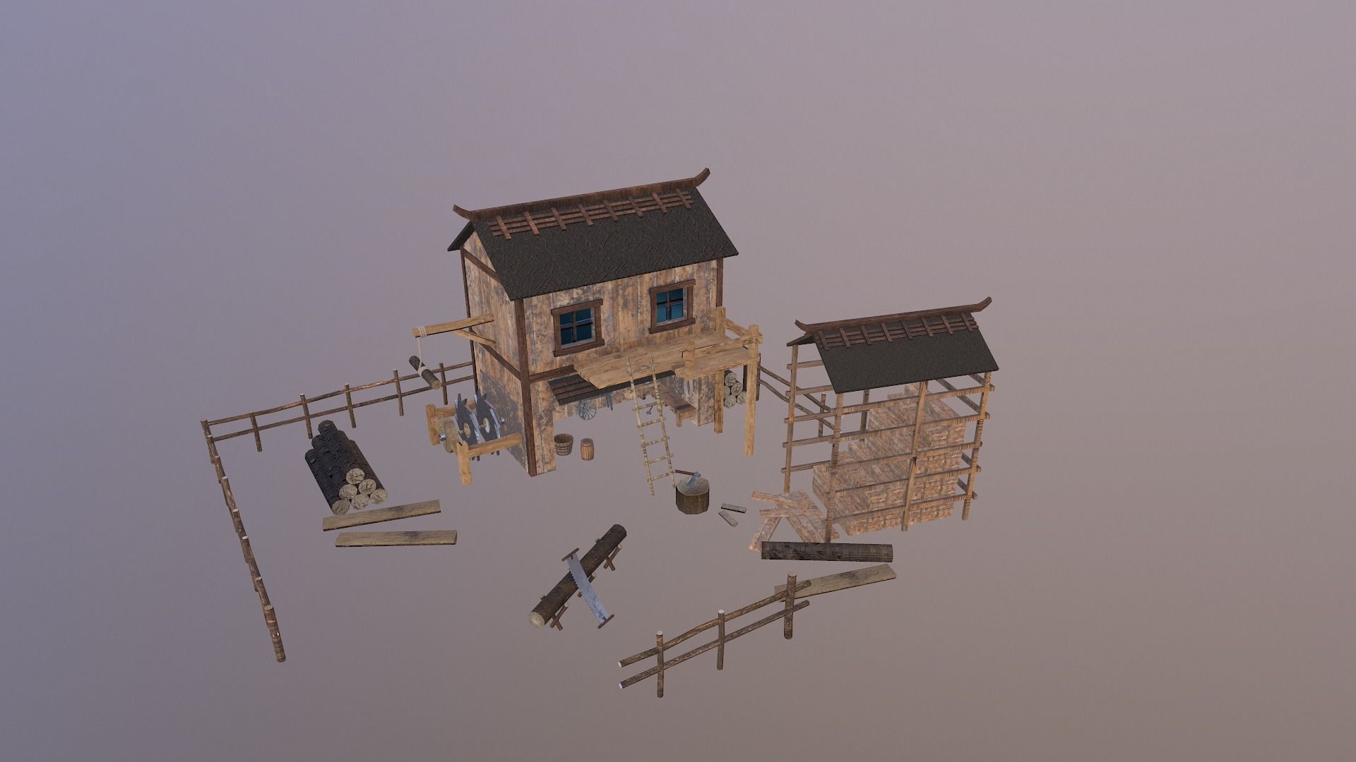  Sawmill Level 15 Low-poly 3D model_18