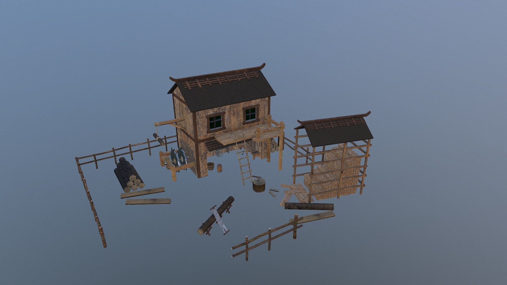  Sawmill Level 15 Low-poly 3D model_22