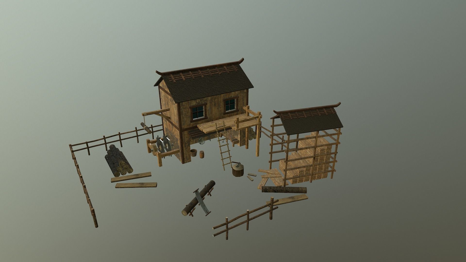  Sawmill Level 15 Low-poly 3D model_20