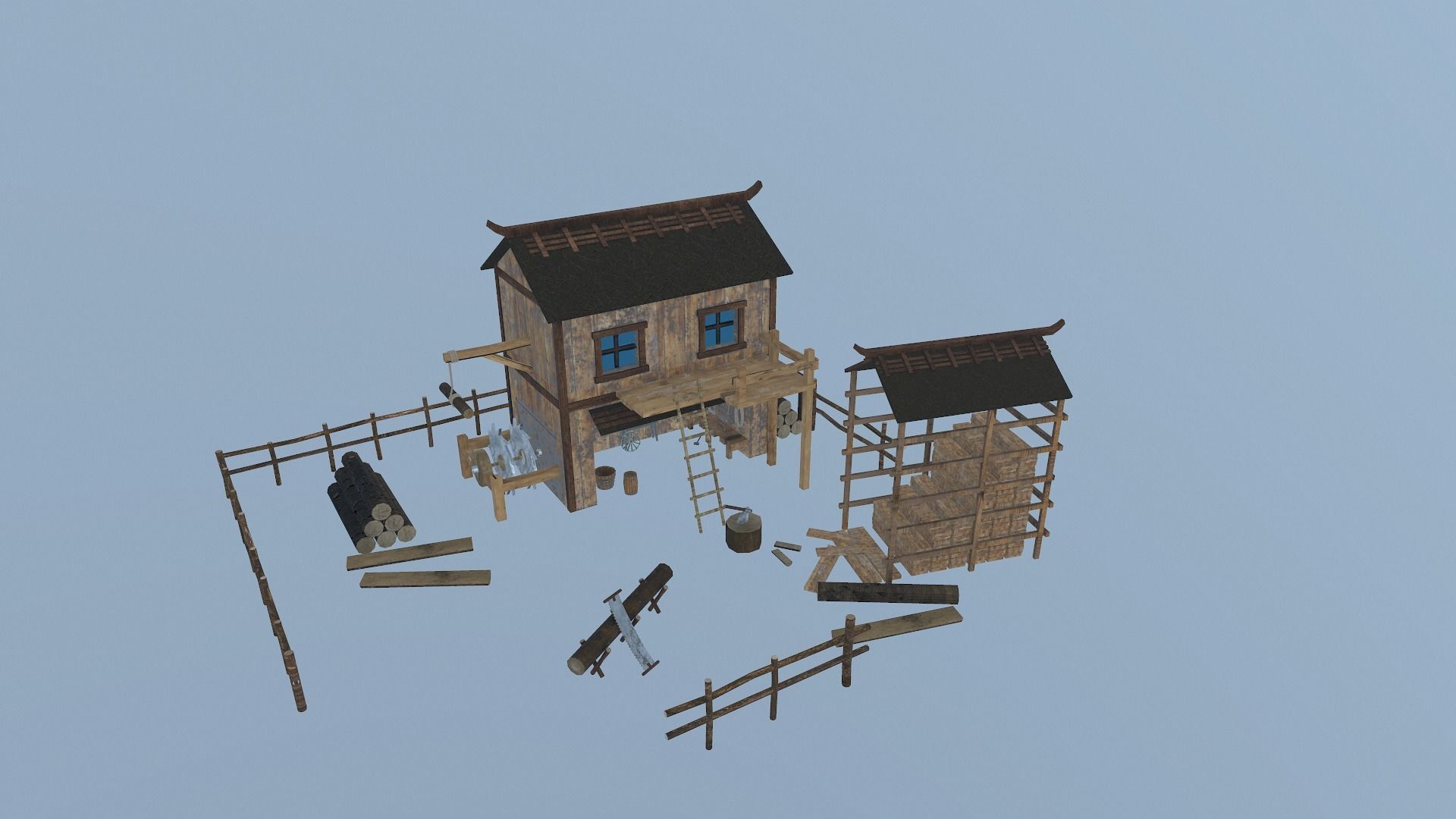  Sawmill Level 15 Low-poly 3D model_16