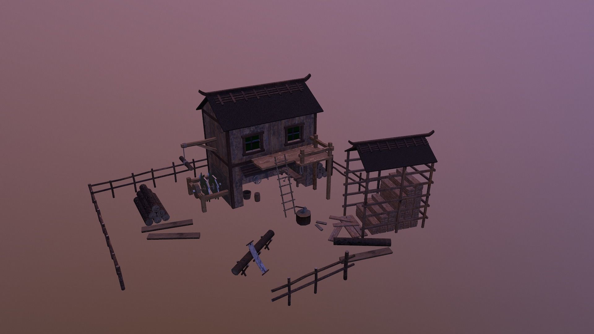  Sawmill Level 15 Low-poly 3D model_23