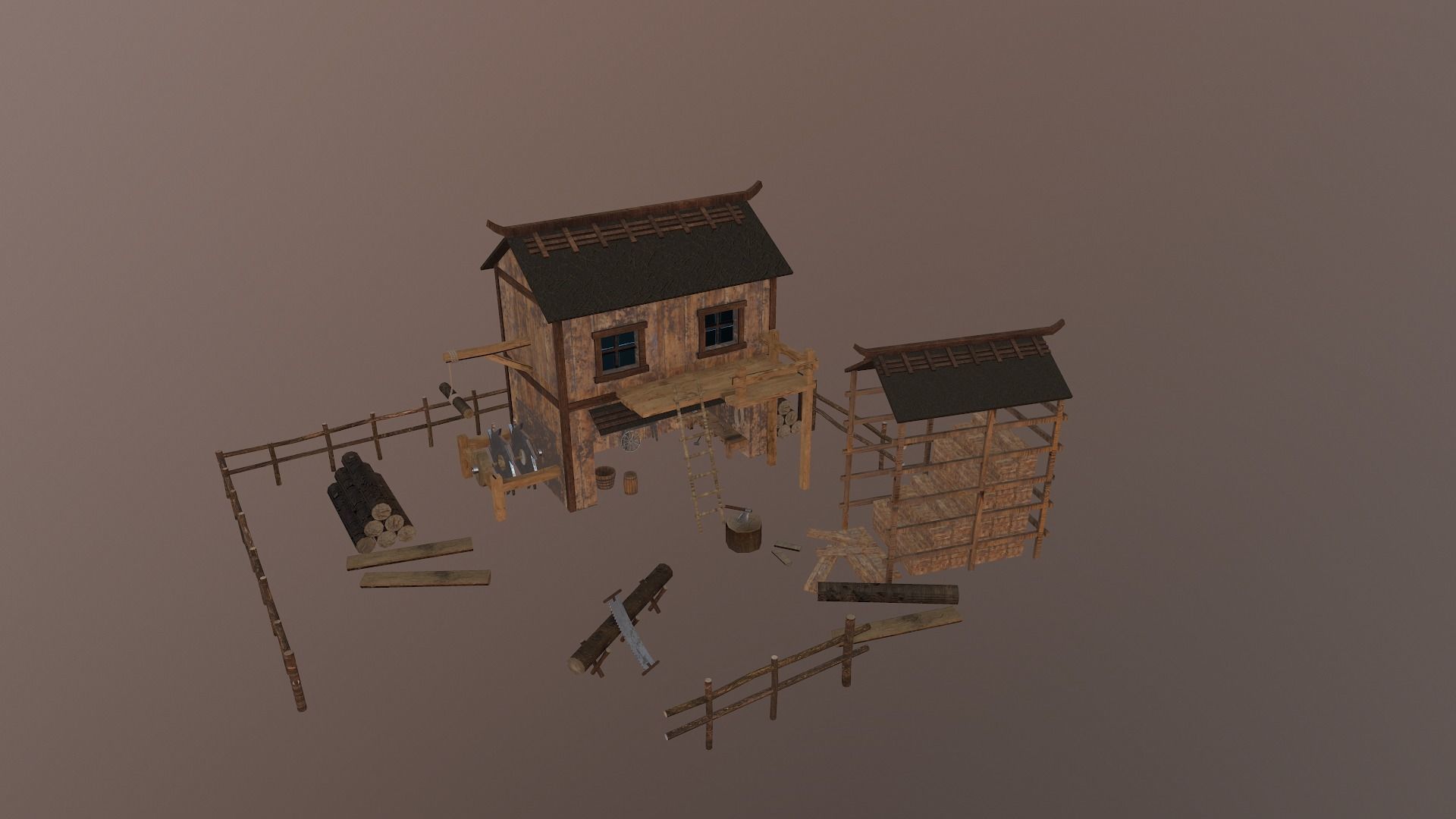  Sawmill Level 15 Low-poly 3D model_17