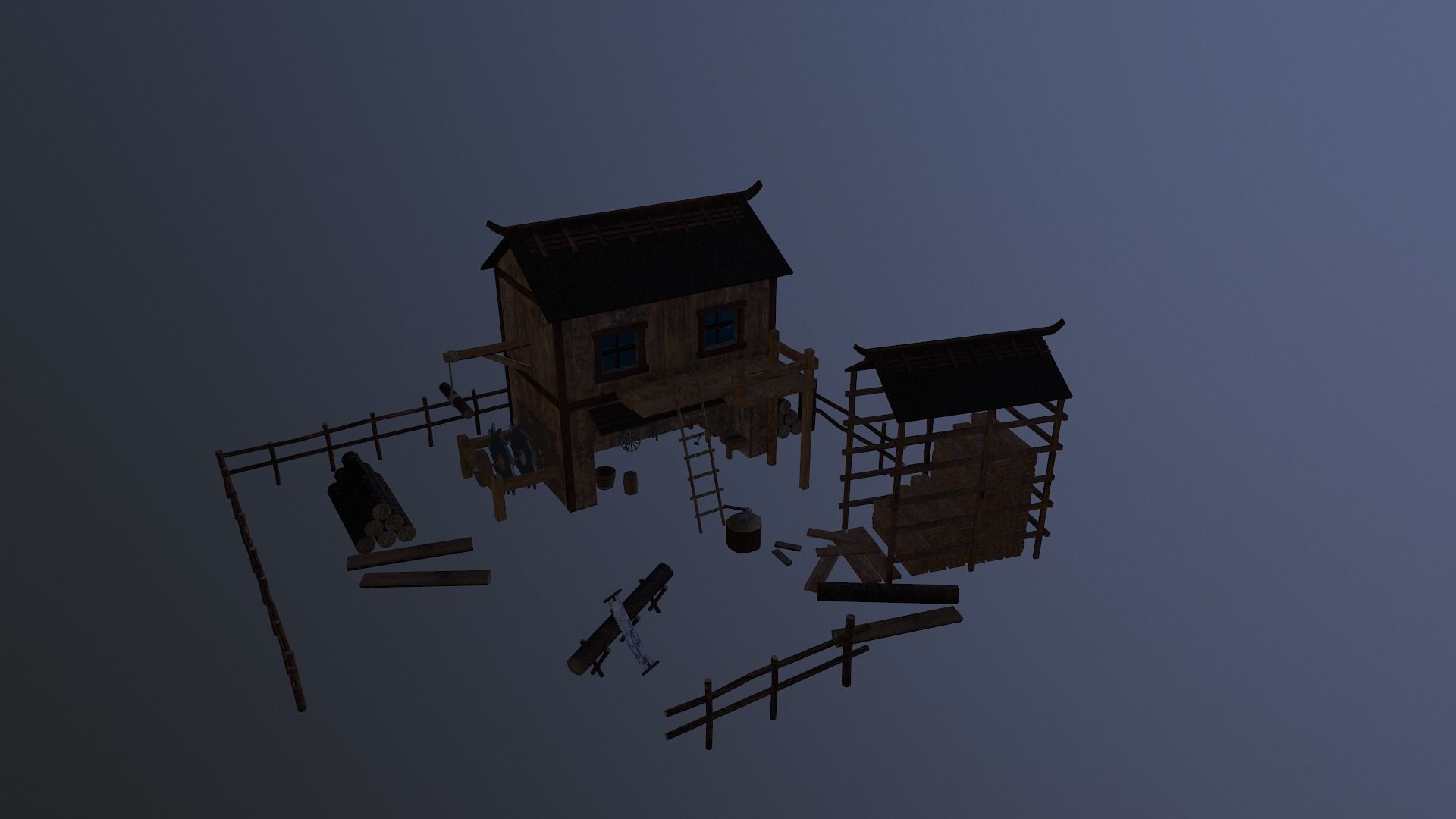  Sawmill Level 15 Low-poly 3D model_14