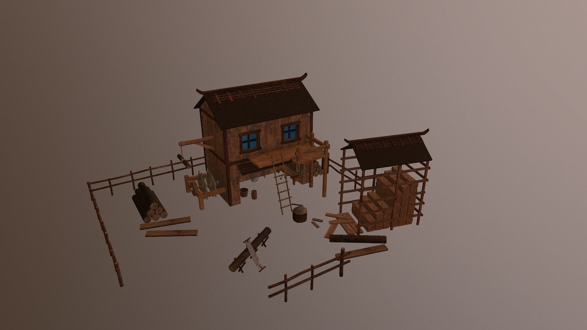  Sawmill Level 15 Low-poly 3D model_15