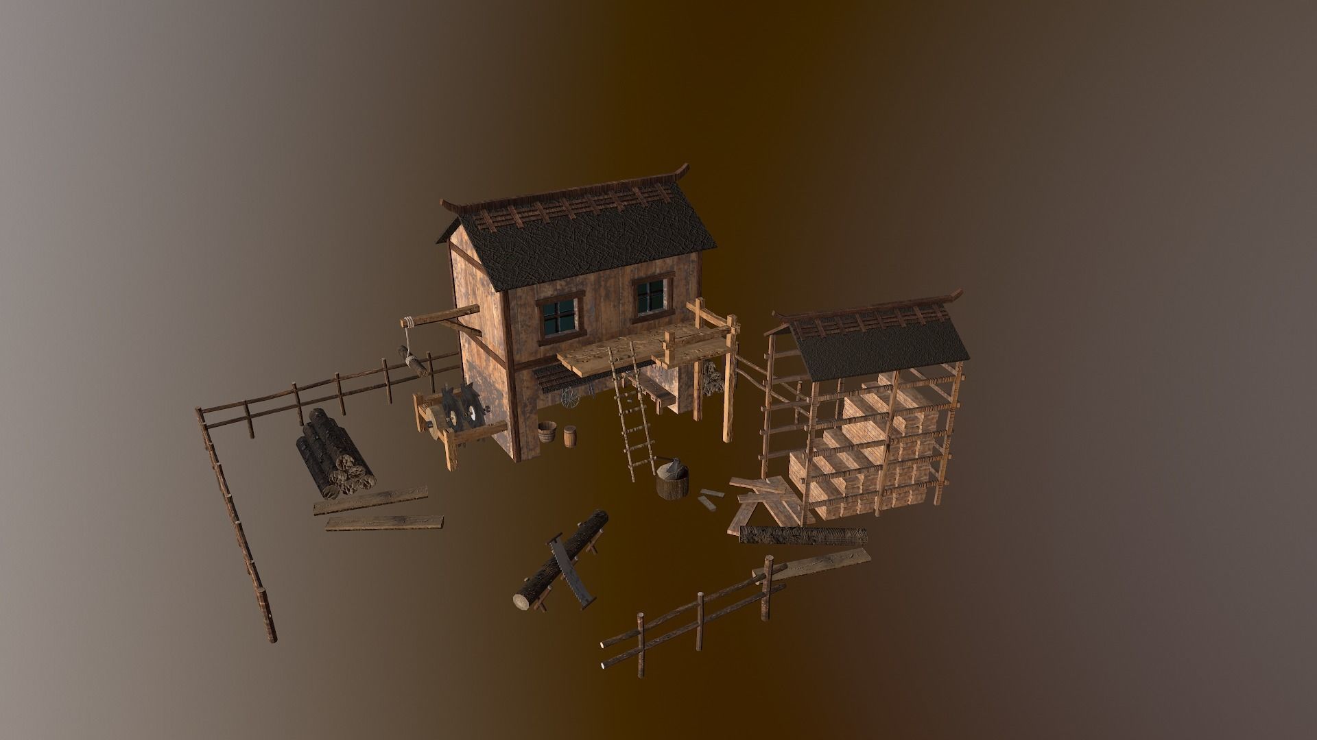  Sawmill Level 15 Low-poly 3D model_19