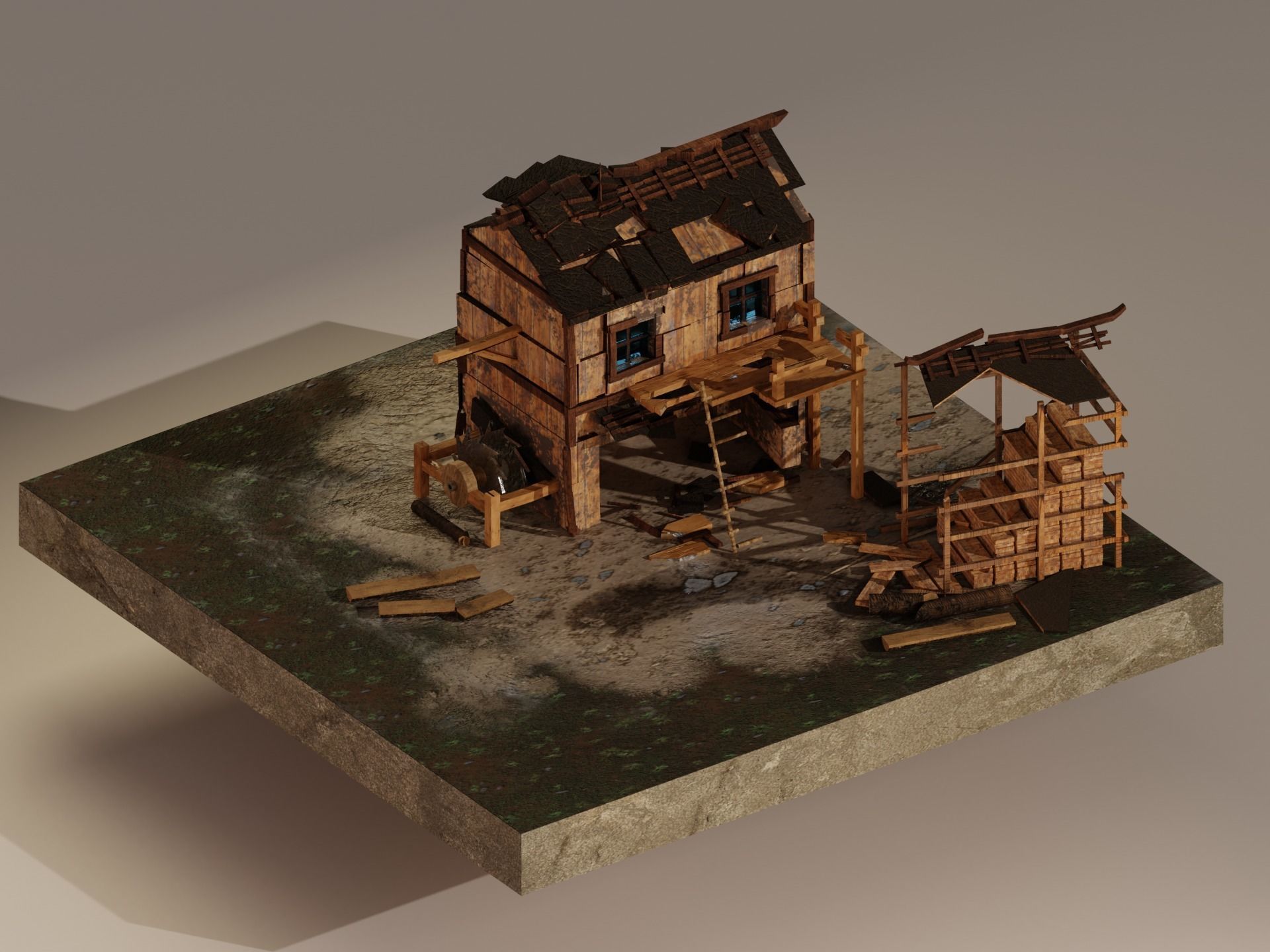  Sawmill Level 15 Low-poly 3D model_2