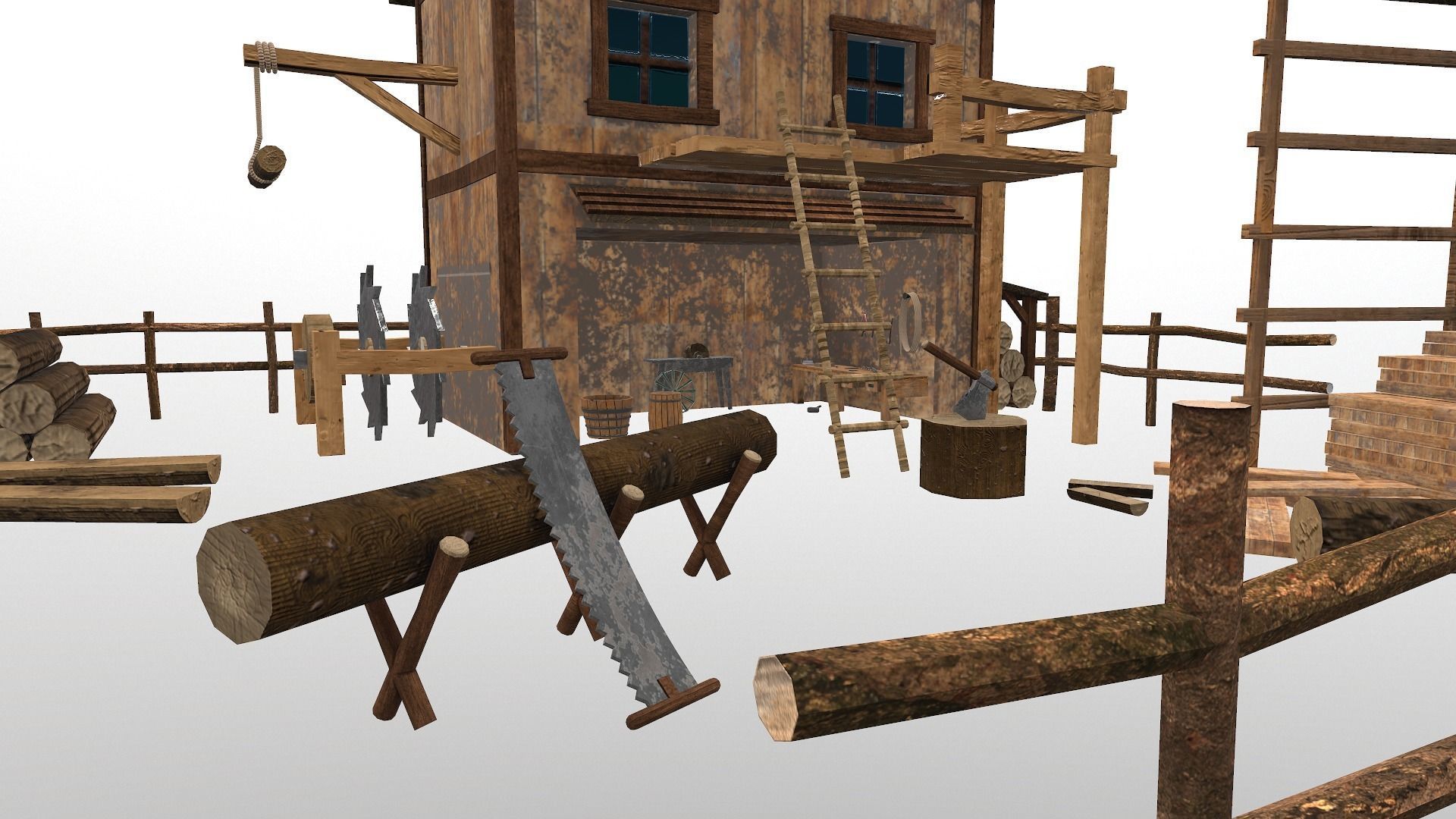  Sawmill Level 15 Low-poly 3D model_7