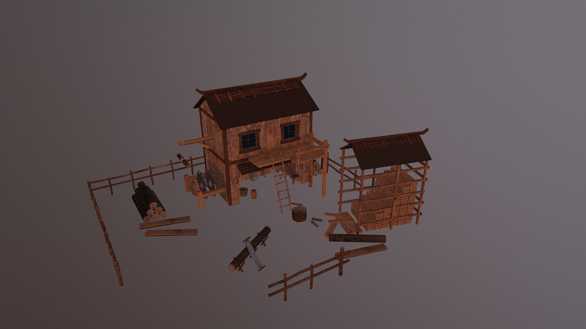  Sawmill Level 15 Low-poly 3D model_24