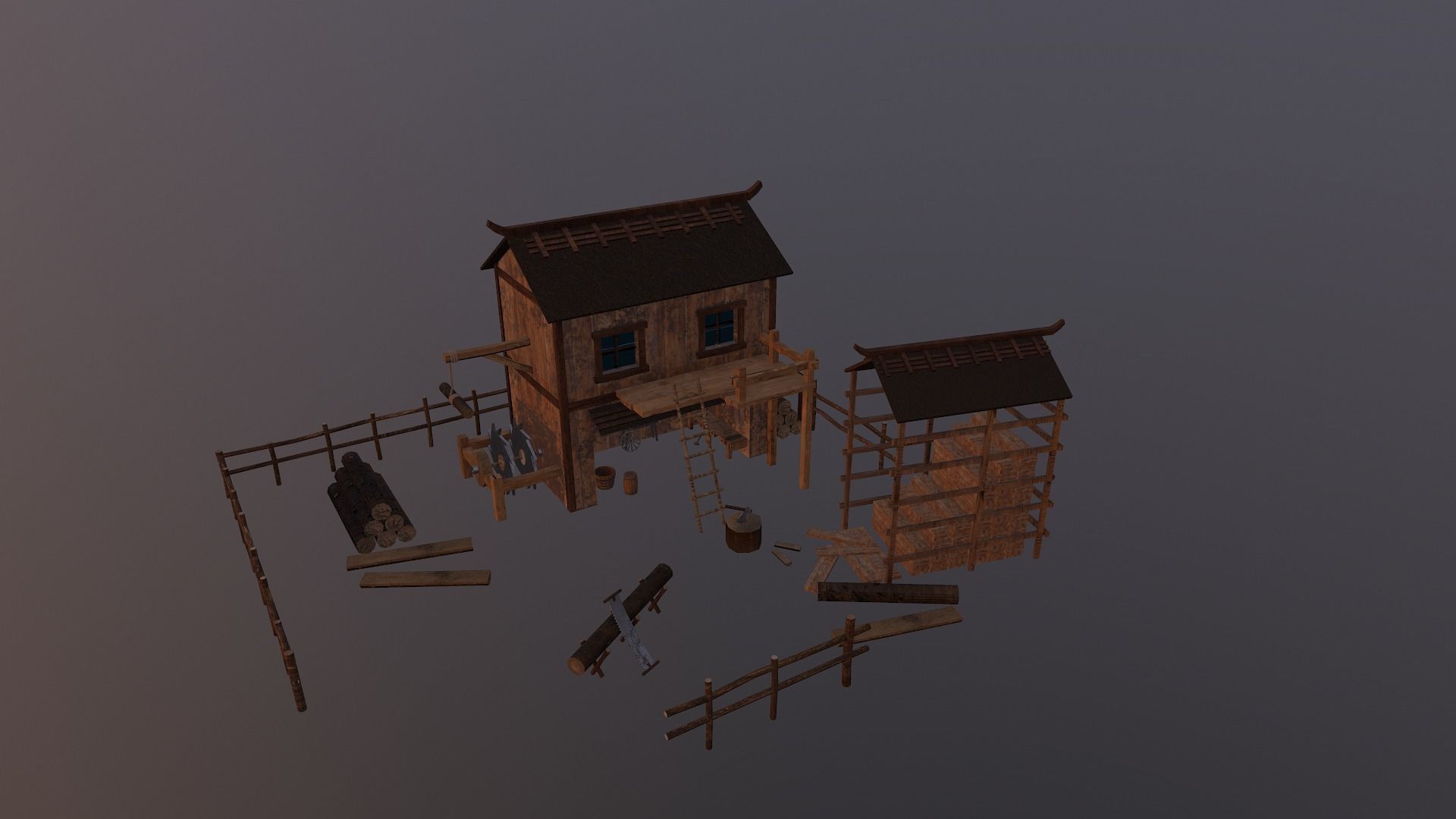  Sawmill Level 15 Low-poly 3D model_21