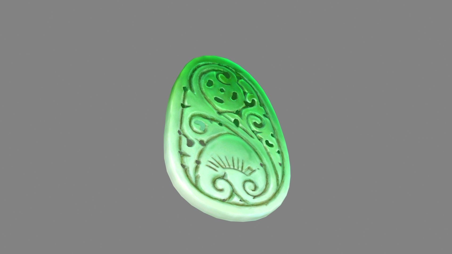 Cartoon  jade pendant Low-poly 3D model_2