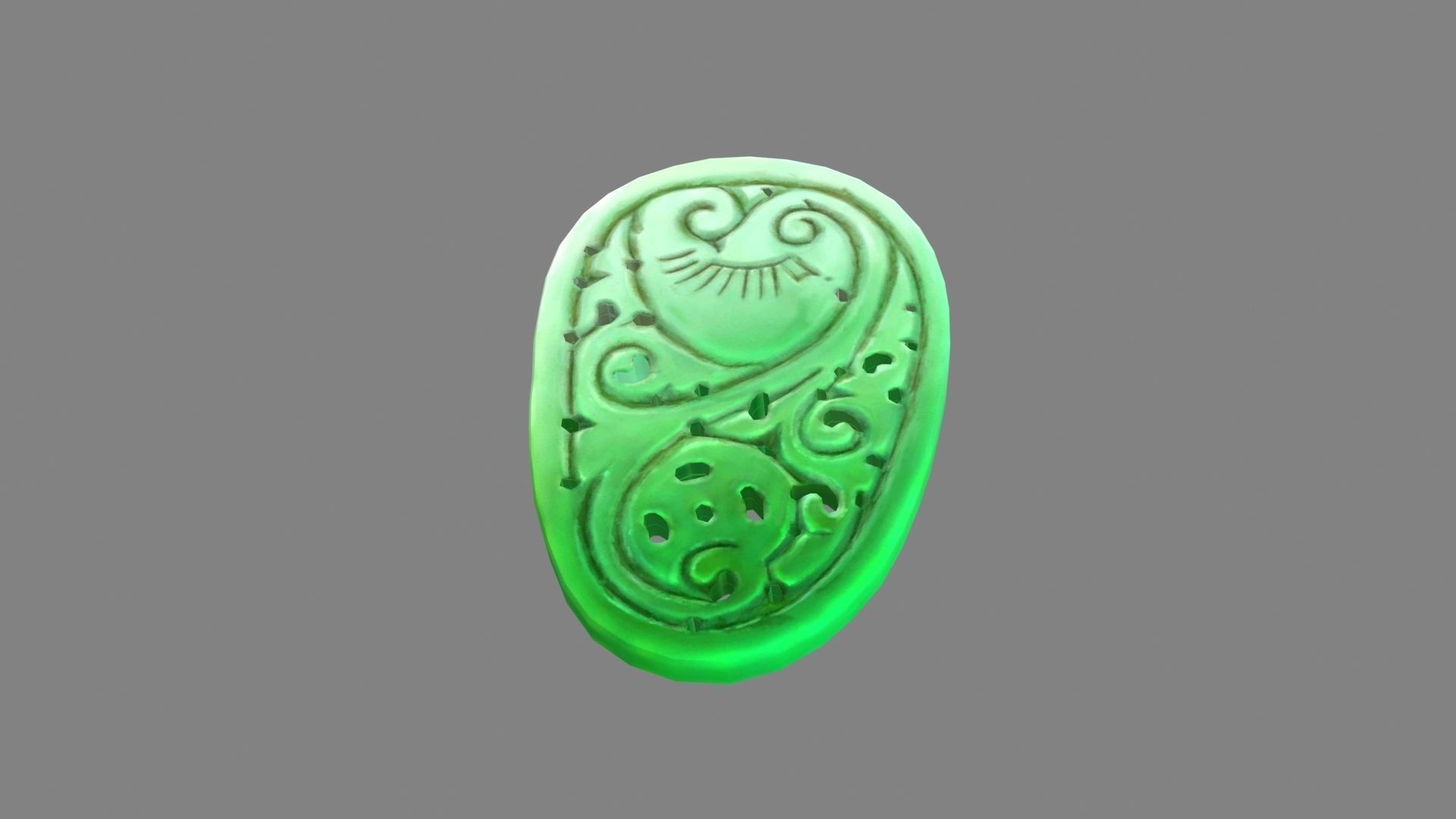 Cartoon  jade pendant Low-poly 3D model_3